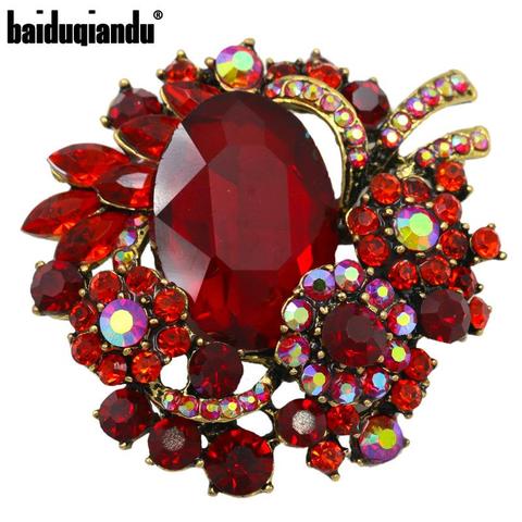 Strass en cristal de Style Vintage et grandes broches en pierre acrylique rouge pour femmes ► Photo 1/5