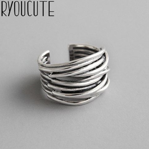 Bijoux 2022 Style Simple couleur argent multicouche ligne anneaux pour femmes cadeaux grandes chaînes anneaux ► Photo 1/6