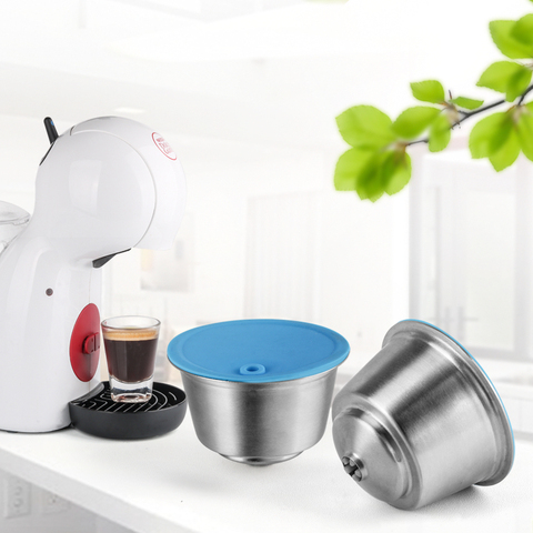 Dolce Gusto – capsules réutilisables en Silicone, rechargeable, métal, acier inoxydable, couvercle, Dolci Gusto, Machine à café, cuillère à café avec Clip ► Photo 1/6