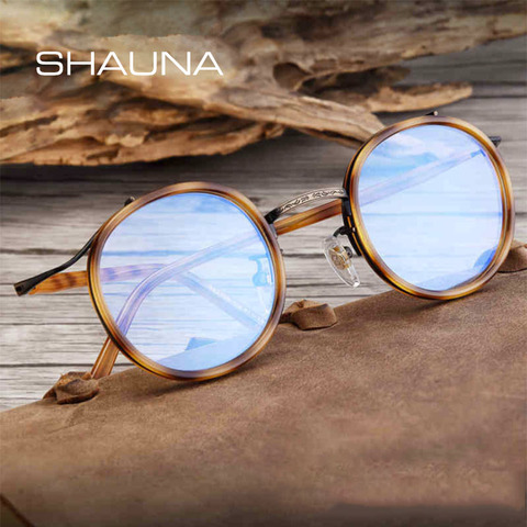 SHAUNA Anti-lumière bleue rétro TR90 femmes lunettes rondes cadre Unique Design mode hommes lunettes optiques ► Photo 1/6