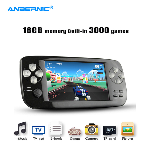 Console de jeu portable portable 4 pouces 16 Go 3000 jeux