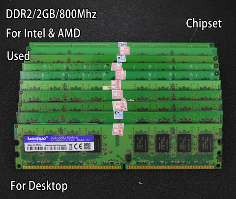 Jeu de puces d'origine utilisé 2GB DDR2 PC2-6400 800MHz RAM de bureau PC DIMM mémoire RAM 240 broches 2g 4g 800 ► Photo 1/5