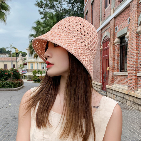 Chapeaux de paille pour femmes, Panamas chinois, Protection UV, pare-soleil, chapeaux de plage, visières pliables, chapeau d'été, nouvelle collection 2022 ► Photo 1/6