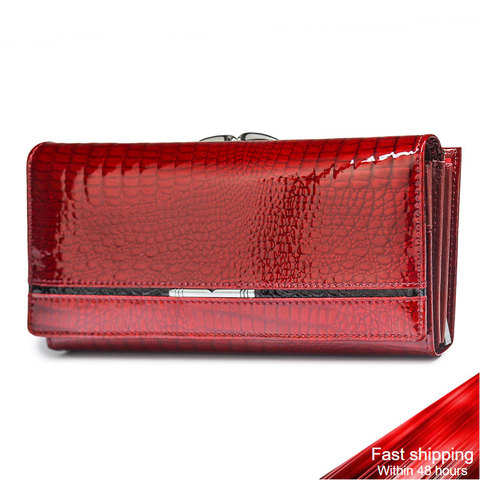 Portefeuille Alligator en cuir véritable pour femmes, marque de luxe, porte-monnaie Design, pochette porte-cartes, fermeture éclair ► Photo 1/6