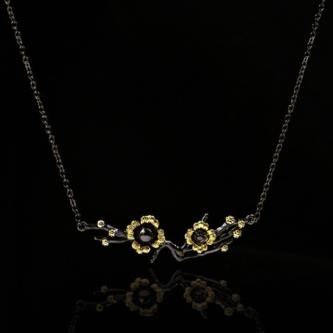 Collier de luxe fait à la main, série or noir, petite marguerite fleur de prunier, chaîne de clavicule pour dames, bijoux accessoires de Banquet, cadeaux ► Photo 1/5