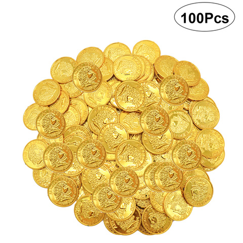 100 pièces de pièces d'or Pirates, pièces d'or en plastique, accessoires de jeu, jouets amusants pour enfants ► Photo 1/6