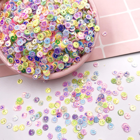 20g roue ronde fleur mélange couleur paillettes en vrac pour artisanat couture PVC Sequin bricolage Paillette tissu accessoires confettis paillettes 6mm ► Photo 1/2