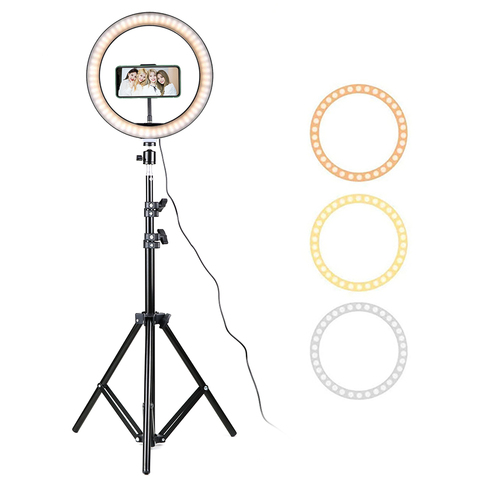 26cm LED lumière annulaire avec trépied support Selfie lampe Dimmable photographie Kit d'éclairage pour vidéo en direct Tiktok Photo Studio sonnerie ► Photo 1/6