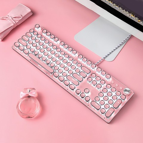 Clavier de jeu filaire clavier mécanique Gamer à la mode ergonomique LED rétro-éclairé 104 touches claviers d'ordinateur pour PC portable jeux ► Photo 1/6