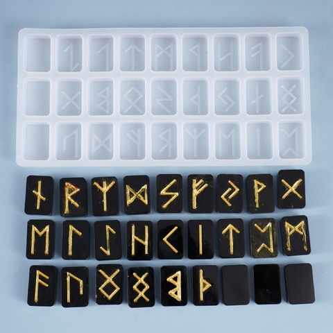 Cristal époxy résine moule énergie symbole Runes lettre mot modèle miroir coulée Silicone moule bricolage artisanat pendentif bijoux outils ► Photo 1/6