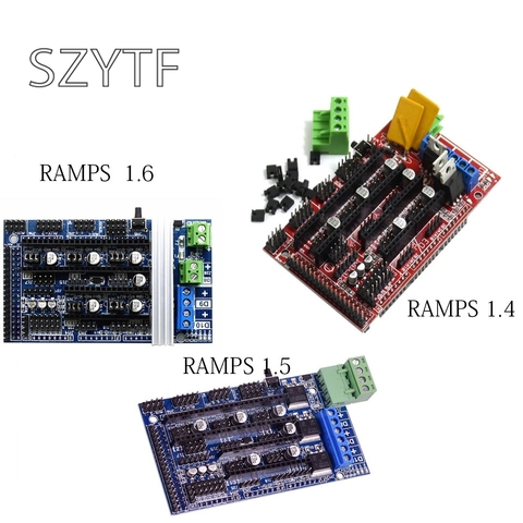 RAMPS 1.4 1.5 1.6 pièces de panneau, carte mère, imprimantes 3D, bouclier, commandes rouges et noires ► Photo 1/4