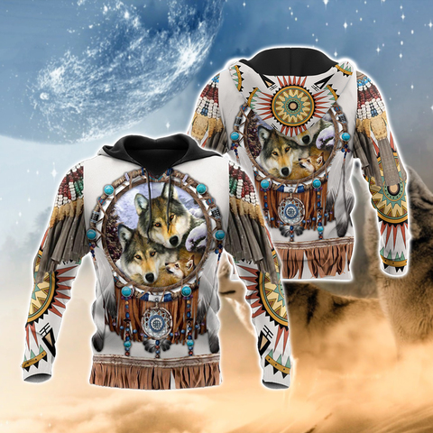 Autochtone indien tribu Wolf 3D imprimé sweat-shirt à capuche pour hommes unisexe Streetwear pull à fermeture éclair veste décontracté survêtements KJ0183 ► Photo 1/6