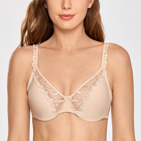 Soutien-gorge minimiseur Non rembourré à armatures brodé à couverture complète pour femme grande taille ► Photo 1/6