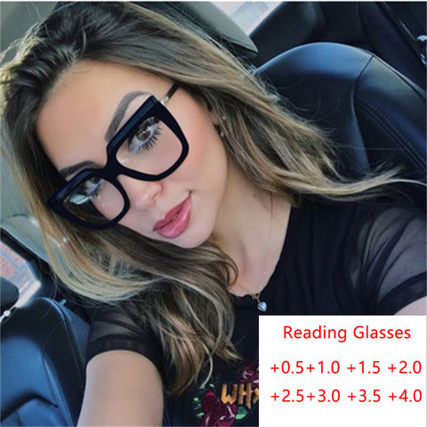 Lunettes De lecture carrées noires pour femmes, verres en résine transparente, grande monture, lunettes pour presbytes, 2022 ► Photo 1/6