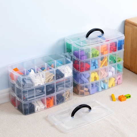 Boîte de rangement Lego blocs de construction, boîte de rangement en plastique Transparent pour jouets d'enfants, organisateur de bijoux boîte de rangement pour Scrapbooking pour outils mx92710 ► Photo 1/6