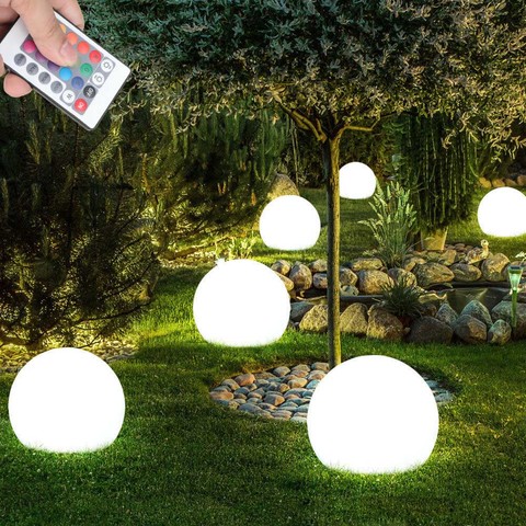 Luminaire boule de jardin à LED étanche RGB lumière sous-marine en plein air coloré support lampe parc industriel lampadaire lampe sur pied ► Photo 1/6