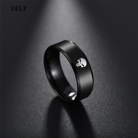 Uelf-bagues pour hommes en acier inoxydable, en titane, bague pour hommes, vintage, crâne, bijoux punk noirs ► Photo 1/6