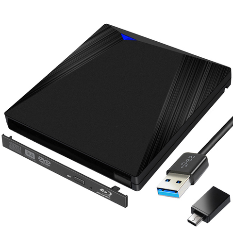 Black Blu-ray Player, boîtier de disque optique externe USB Type de boîtier C, USB 3.0, SATA, 12.7mm, pour ordinateur portable, Notebook ► Photo 1/6