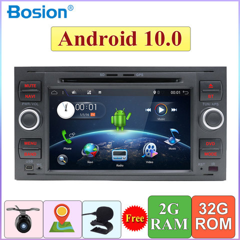 Lecteur DVD, avec Navigation GPS et WIFI, pour FORD s-max Kuga Fusion Transit Fiesta Focus, caméra pour FORD s-max Kuga Fusion Transit, Android 10.0 Quad Core, 32 go ► Photo 1/6