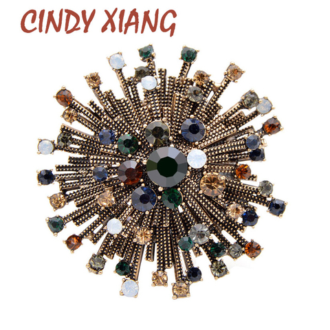 CINDY XIANG 2 couleurs choisir strass Vintage fleur broches pour les femmes manteau élégant broche haute qualité bijoux automne broches ► Photo 1/6