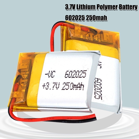 3.7V 250mAh 602025 Lithium polymère li-po Li ion batteries rechargeables pour Mp3 MP4 MP5 GPS PSP mobile bluetooth ► Photo 1/6