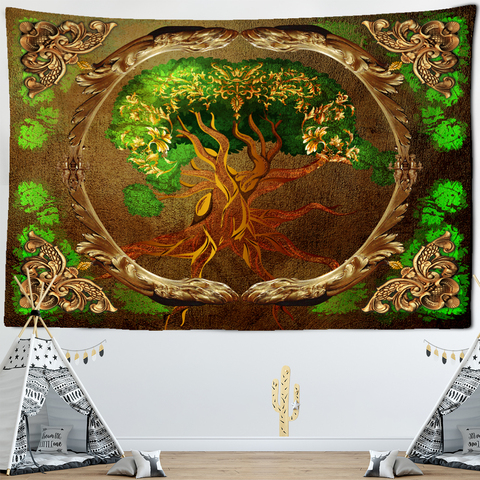Monde arbre tapisserie tenture murale Boho décor mur tissu tapisseries psychédélique Hippie nuit lune tapisserie Mandala mur tapis ► Photo 1/6