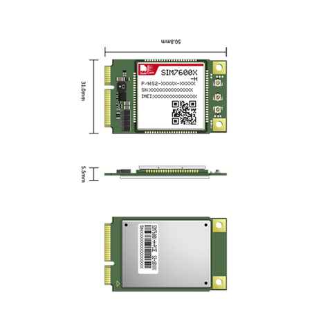 SIMCOM – module mini pcie 4G LTE Cat4, SIM7600, SIM7600A-H, SIM7600E-H, SIM7600SA-H, SIM7600G-H, SIM7600JC-H, SIM7600NA-H, SIM7600V-H ► Photo 1/1