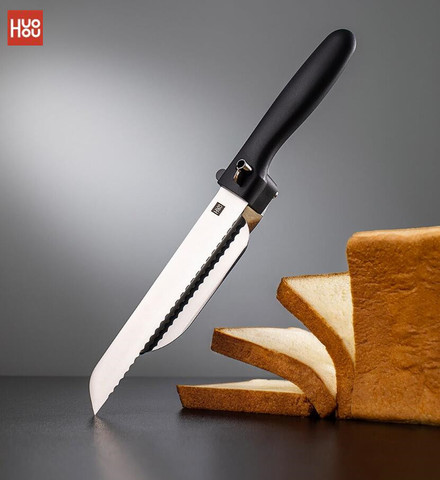 Huohou – couteau à pain, coupe-gâteau à Toast, lame dentelée de 18CM, tranchant durable, épaisseur de tranche réglable pour le petit déjeuner en famille ► Photo 1/6