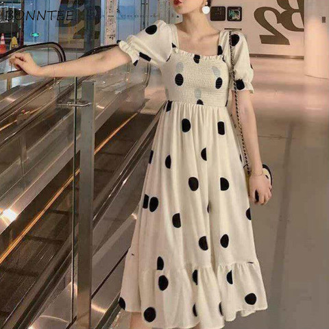 Robe longue à pois pour femme, tenue féminine, élégante et rétro, grande taille 2XL, nouvelle collection de soirée, Style coréen, à volants, tendance et mignon ► Photo 1/6