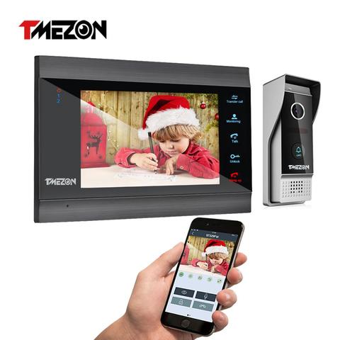 TMEZON Tuya App système d'interphone à domicile sans fil WiFi intelligent IP vidéo sonnette 1080P 7 pouces avec 1x1080P filaire porte téléphone caméra ► Photo 1/6