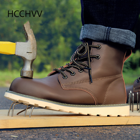 Bottes de protection Anti-perforation pour hommes, à embout de protection en acier, Anti-écrasement et Construction, baskets pour le travail, chaussures de sécurité pour l'hiver ► Photo 1/5