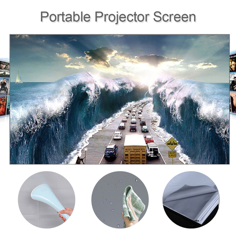 80 100 120 pouces HD projecteur écran 16:9 sans cadre vidéo Projection écran pliable fixé au mur pour bureau à domicile gris écran ► Photo 1/6