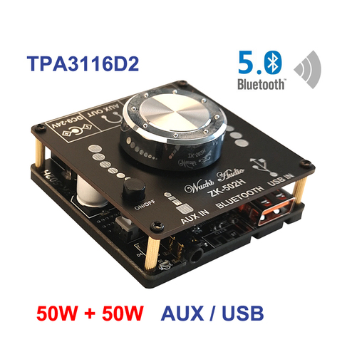 2*50W Bluetooth 5.0 TPA3116D2 amplificateur de puissance Audio stéréo 10W ~ 100W HiFi classe D numérique TPA3116 USB carte son Mini ampli de musique ► Photo 1/6