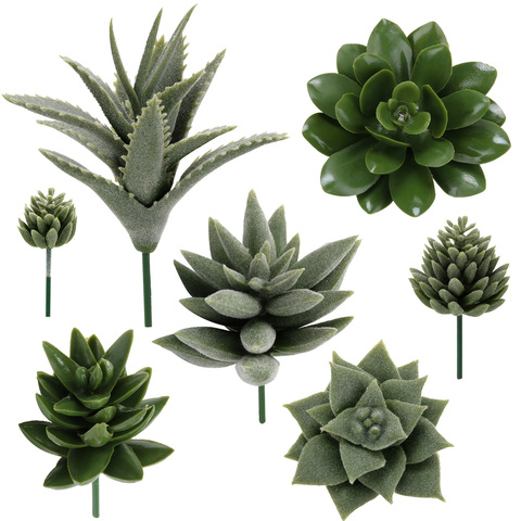 Plante succulente artificielle, 7 pièces, fausse plante artificielle, accessoires de décoration de jardin pour la maison et le bureau ► Photo 1/6