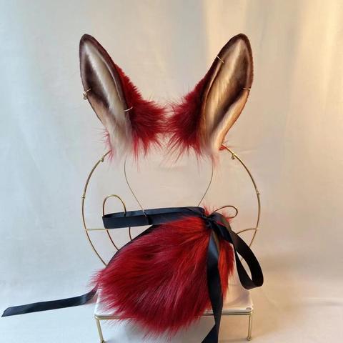 Nouveau lapin rouge Anime bête oreille bête queue loup oreille chat oreille renard oreille bandeau personnalisé COSPLAY ► Photo 1/6