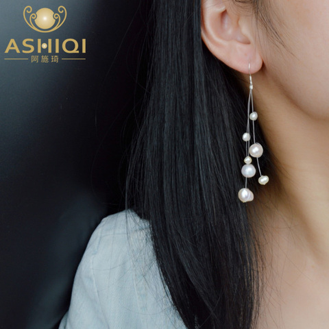 ASHIQI-boucles d'oreilles authentiques baroques naturelles, perles d'eau douce, glands en argent sterling 925, cadeau pour femmes ► Photo 1/5