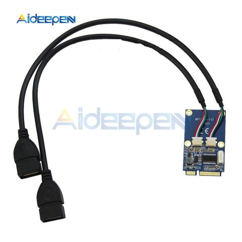 Carte Mini PCI-E Express vers adaptateur USB 2.0, convertisseur, 2 ports, avec connecteur d'alimentation ► Photo 1/1