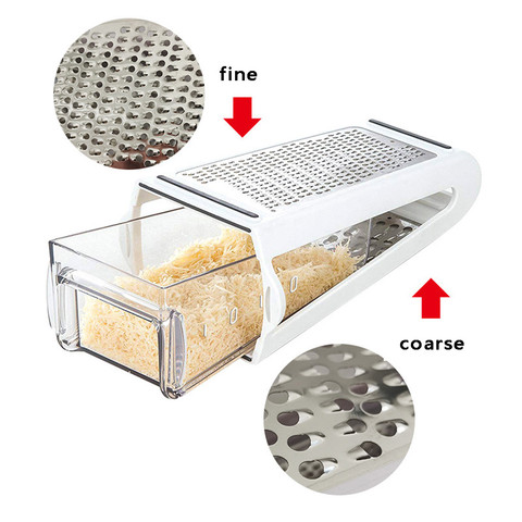 Coffret râpe à fromage coffret-2 faces découpeur et broyeur inox pour fromages râpe à légumes carottes chou outil de cuisine ► Photo 1/6