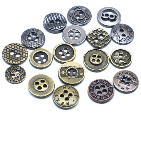 Boutons Vintage Bronze, 10 pièces/lot, ronds métalliques, 4 trous, pour veste, manteau, vêtement, accessoires DIY ► Photo 1/6