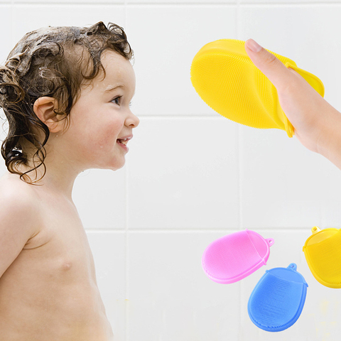 Brosse de bain en Silicone pour bébé, douche, gommage du corps, lavage du visage, Massage exfoliant, fournitures de salle de bain, gants de douche pour bébé, 1 pièces ► Photo 1/1