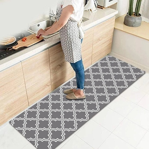 Tapis de sol antidérapant en treillis microfibre, Long, absorbant, pour cuisine, salle de bain, entrée de maison, paillasson, fournitures de maison, 2022 ► Photo 1/6