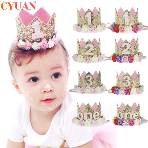 Bandeau couronne de princesse pour fête de bébé, décorations pour premier, 2, 3 ans, fournitures pour fête prénatale ► Photo 1/6