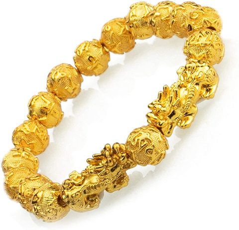 Fengshui – Bracelet de prospérité en perles naturelles de 12mm, simple Pi Xiu / Pi Yao, attirer la richesse, la santé et la chance ► Photo 1/6