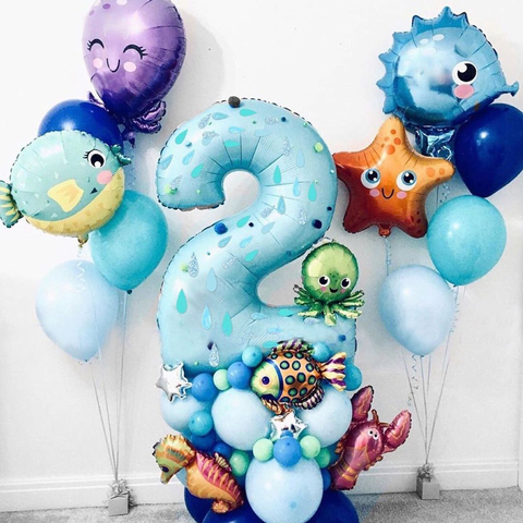 Ballons mignons en forme d'animaux sous la mer, 1 pièce, en forme de crabe, d'étoile de mer, de poulpe, pour décor de fête à thème d'anniversaire pour enfant, fournitures pour réception-cadeau pour bébé ► Photo 1/6