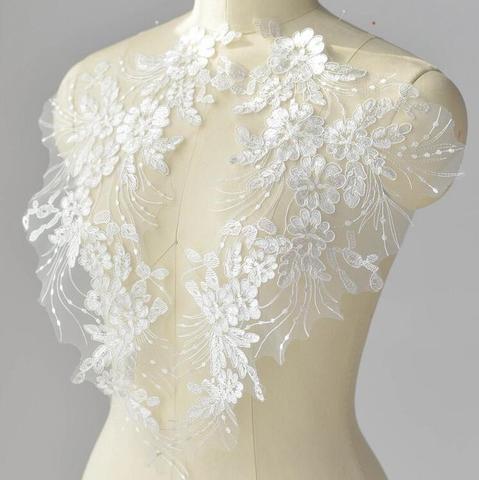 Voile de mariage à paillettes délicates, 1 pièce, 42x20cm, blanc cassé, noir, ornements de tête, application de dentelle, garniture de robe, accessoires de dentelle, bricolage ► Photo 1/6