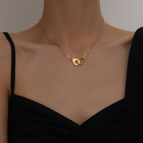 GHIDBK Offre Spéciale 2022 en acier inoxydable conception Unique forme menottes O chaîne pendentif colliers femmes rue Style colliers Chokers ► Photo 1/6