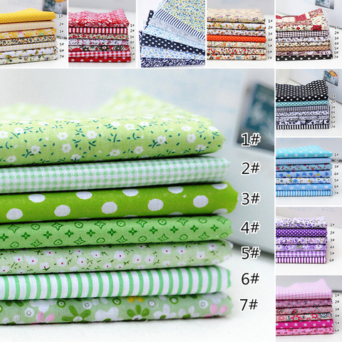 Tissus imprimés en coton carré de 25x25cm, 7 pièces/ensemble, tissus pour couette en Patchwork, matériel de bricolage fait main pour la couture ► Photo 1/6