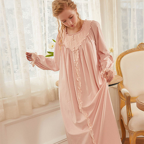 Robe de nuit romantique d'automne tenue de nuit élégante, ample et mignonne, manches longues, douce et confortable, pyjama princesse ► Photo 1/1