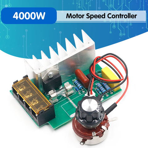 Régulateur de tension électrique SCR, 4000W 0-220V AC, régulateur de vitesse de moteur, gradateurs de vitesse de gradation avec assurance de température ► Photo 1/6