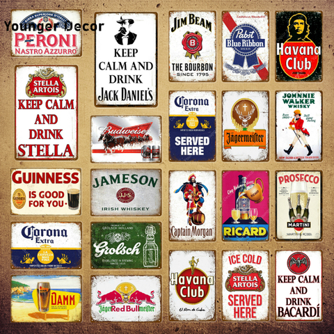 Garder calme boisson bière vin métal affiche whisky Plaque Vintage étain signe décor mural pour Bar Pub homme Cave assiettes décoratives YI-073 ► Photo 1/6